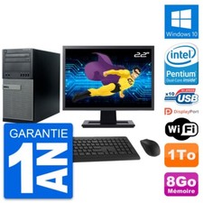 PC Tour Dell 790 MT Ecran 22" Intel G630 RAM 8Go Disque Dur 1To Windows 10 Wifi