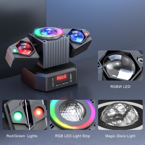 Arm moving head light - head, rgbw