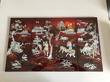 Lot de 4 Tableaux Laque nacre