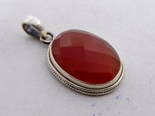 Pendentif Fin En Argent Sterling 925 En Onyx Rouge Naturel Taillé Taille 1,5"