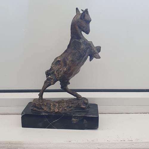 Statue chevre bronze - , signée