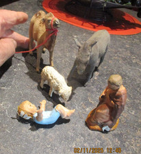 Santon de Crèche Jésus Christ Italy Berger & Animaux Davineau Ane Chameau Mouton