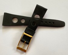 C723 BRACELET STRAP CUIR LISSE NOIR MONTRE AVEC POMPE ANSE BARETTE FIXE 20 MM