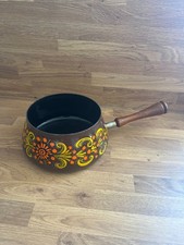 Casserole à motif vintage orange jaune pour appareil à fondue