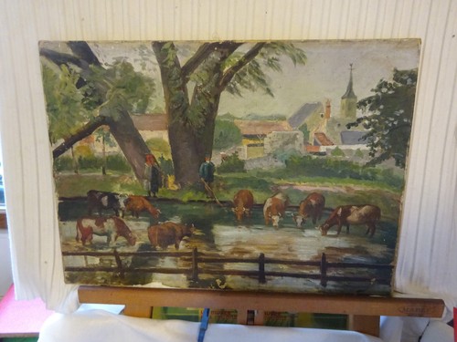 Ancien tableau scène - ancien,