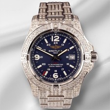 Breitling Colt Hommes 44Mm Iced 12Ct Diamants Cadran Bleu Acier Montre A74388