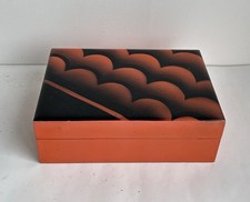 Ancienne boîte à bijoux rectangulaire art deco bois laqué motif géométrique 1930