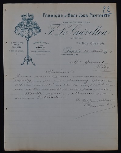Facture paris 1921 abat - paris,