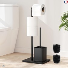 Porte Papier Toilette avec Brosse WC - Porte Rouleau Debout en Acier