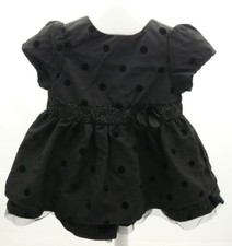 KITCHOUN robe noire à pois velours noire et paillettes argentés bébé 3 mois