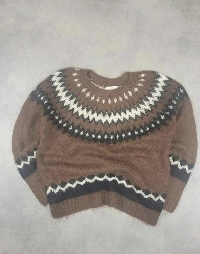 Pull maille vintage marron - pull,