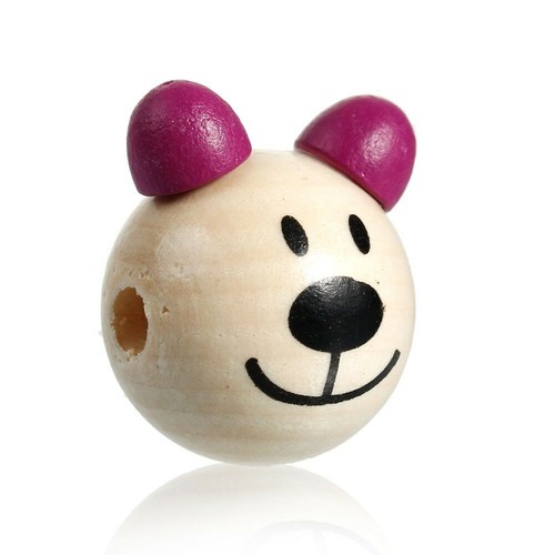 Perle tete ourson fuchsia - perle,
