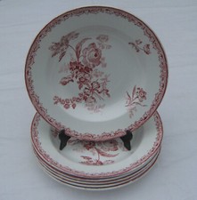 Assiette creuse Sarreguemines Fontanges roses (X6)