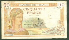 FRANCE 50 FRANCS CERES Type