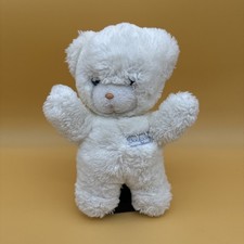 BOULGOM DOUDOU PELUCHE OURS BLANC YEUX BLEUS  - vintage -