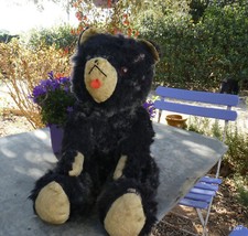 BEL ANCIEN OURS NOIR  EN PELUCHE 50 cm environ    VERS 1945