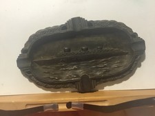 CENDRIER VIDE POCHE COLLECTOR PAQUEBOT NORMANDIE métal BEG