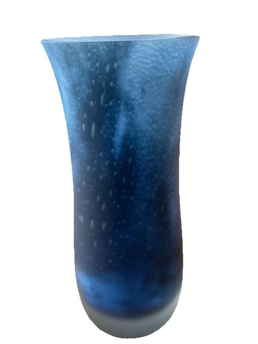 Vase cristal bleu signé - cristal,