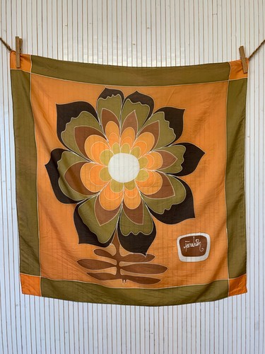 Foulard carré soie vintage - foulard,