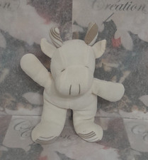 C19/   Doudou Vache Jardin D'Ulysse Blanc Beige Peluche