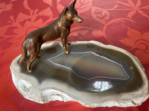 Statuette chien bronze sur