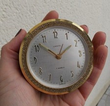 ANCIEN REVEIL DE BUREAU LANCEL 7 JEWELS VINTAGE FONCTIONNE DORE