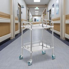 Chariot De Laboratoire à 2 étagères, Chariot Roulant En Acier Inoxydable Pour