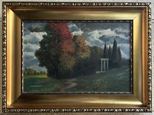 Antique Oil Painting on Canvas, Handmade, Landscape, Signed