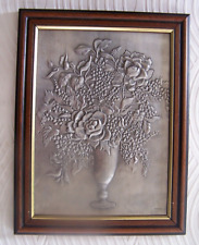 CADRE TABLEAU en ETAIN Magnifique Bouquet en Vase Thème Floral