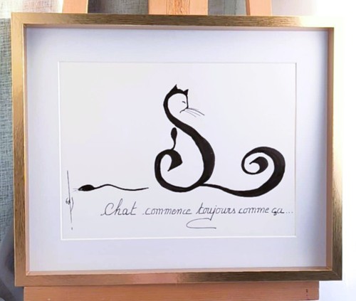 Peinture abstrait chat - peinture,