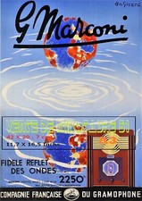 Poste radio Marconi - 1950 -  A3 plastifié