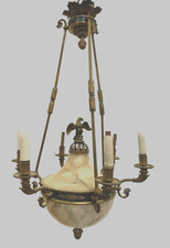 lustre empire doubles vasque en albâtre renversé monture bronze  . XX siècle.