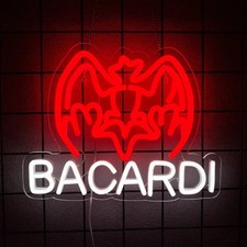 enseigne au néon LED BACARDI bar 33x26cm