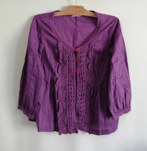 Blouse violette coton t40 - blouse,