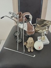 Lot 5 Trophées Sculptures De Golf Caddie En Cuir Vintage 1960/70 Balle Bouteille