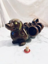 Service à liqueur vintage en céramique, forme de teckel chien saucisse, 6 Tasses