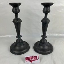 ➜RARE Paire de bougeoirs/chandeliers du XVIII ème en étain Louis XVI anciens