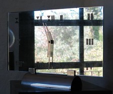 Grande horloge art deco moderniste miroir chromée pendule clock