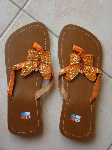 Tongs fillette perles - , sequins