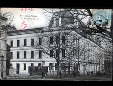 ST-ETIENNE (42) ROULOTTE & CHANTIER à la BOURSE du TRAVAIL animée en 1905