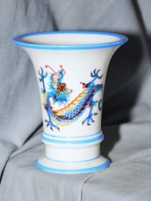 Vase Bleu Dragon, Peint À La Main, J. Schuldes Gießhübel Bohême, 1938-45, 10 Cm