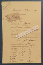 ● DARNEY (Vosges) 1910 Docteur Jamet note d'honoraires à M. Périsse ? Férisse ?