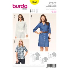 BURDA 6760 Robe Et Veste Patron De Couture Tailles 10 - 22 Compétence : FACILE