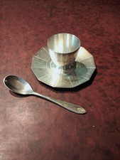 Coquetier Sur Plateau Art-Déco Ercuis Métal argenté Et sa cuillère 