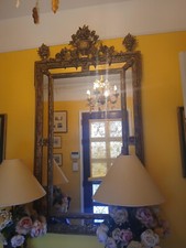 Grand miroir à parcloses bois doré fin XIXe siècle