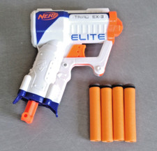 Nerf Elite N-Strike Triad EX-3 Blanc Bleu + 4 Fléchettes – Mini Pistolet – TBE