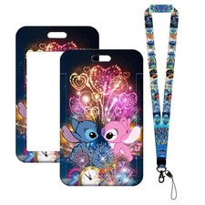 Porte-cartes Stitch Disney avec Lanière et Porte-clés Intégré – Étui pour Carte