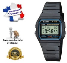 Casio F-91W-1DG -Montre Mixte -Quartz Digital -Cadran LCD - Bracelet Résine Noir