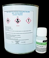 1 kg Gel coat polyester Poncable blanc + catalyseur et pipette 