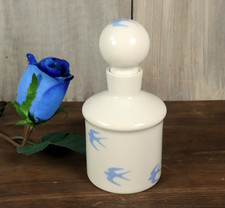 Ancien Flacon de Parfum de Toilette en Porcelaine Style Art Déco Hirondelles